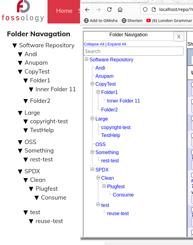 folder navigation page