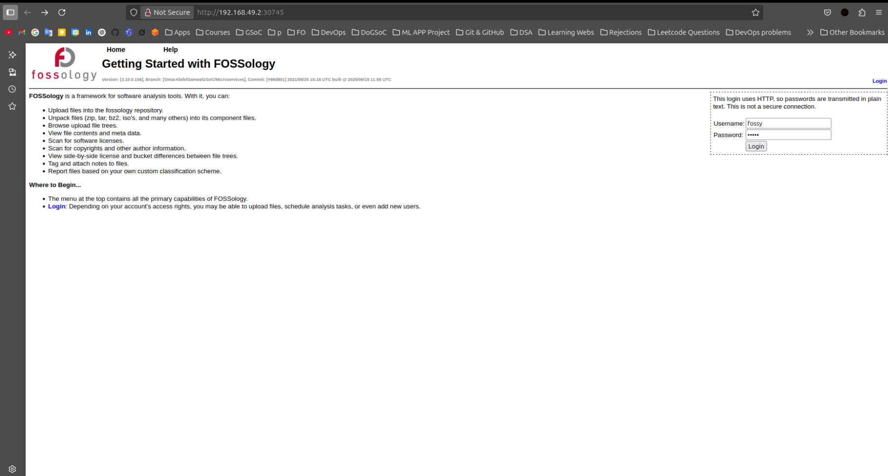 FOSSology UI Pic 1