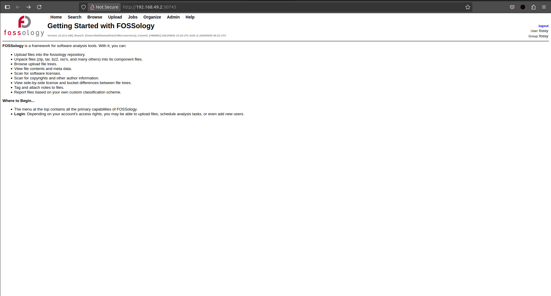 FOSSology UI Pic 2